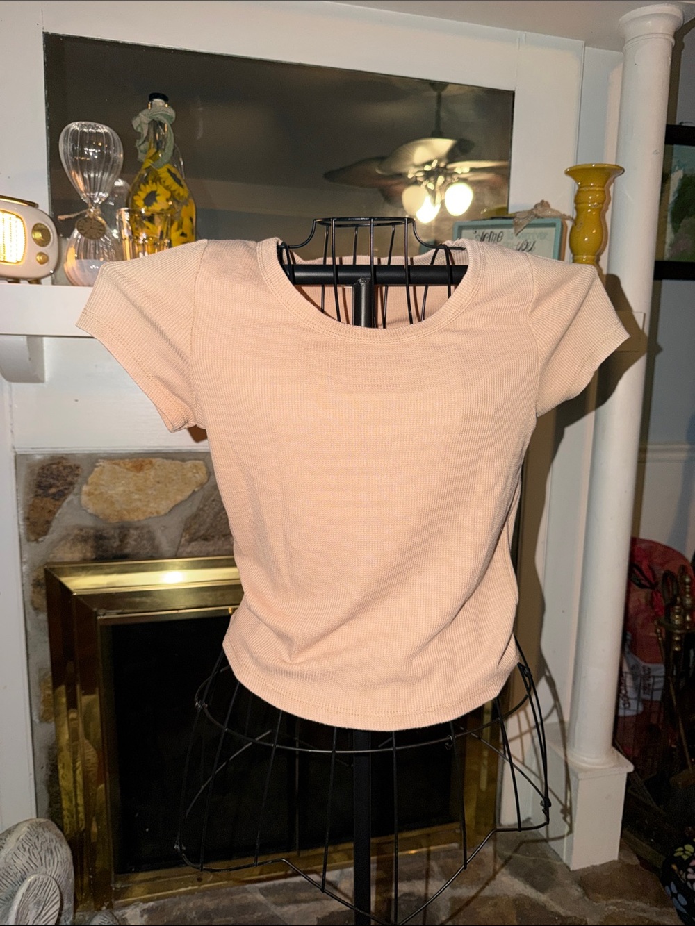 Hippie Rose Ribbed Scoop Crop Top in cream yellow